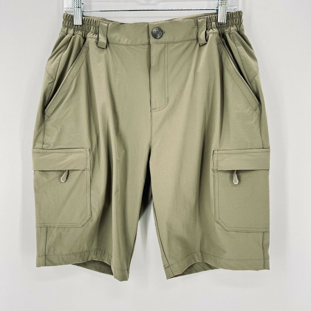 Libin Womens Sz M  Ltwt Hiking Shorts Zip Pockets Cargo Shorts Summer Travel Tan
